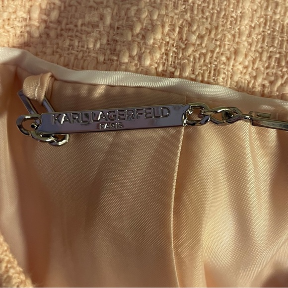 🔥 Karl Lagerfeld | Pink Tweed Collarless Longline Workwear Blazer/Jacket 8 - Picture 5 of 6